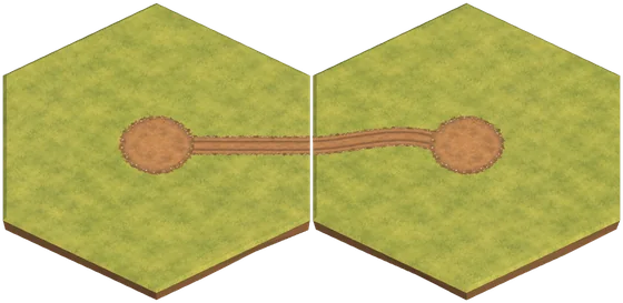 Two buildings linked by a road